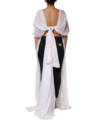 Dolce & Gabbana White Bustier Corset Cropped Chiffon Top