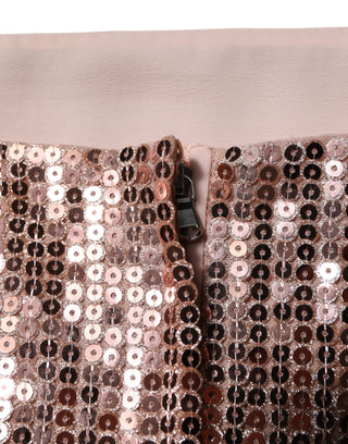 Dolce & Gabbana Pink Sequined Nylon Sleeveless Cropped Top