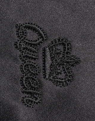 Dolce & Gabbana Black Silk Ascot Collared Button Blouse Top
