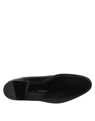 Dolce & Gabbana Black Leather Slip On Mid Calf Boots Shoes