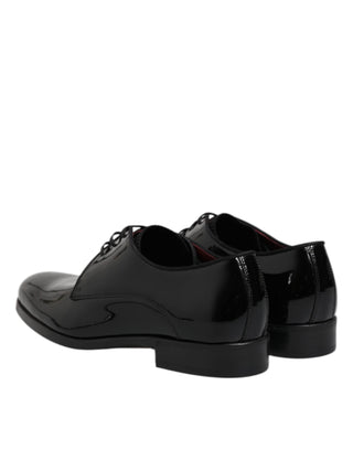Dolce & Gabbana Black Leather Lace Up Men Derby Formal Shoes