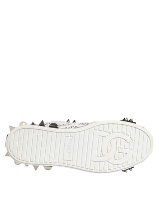 Dolce & Gabbana Black White Studded Low Top Sneakers Shoes