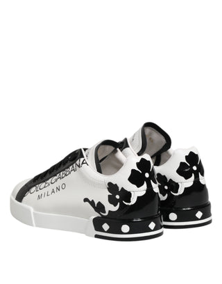 Dolce & Gabbana White Black Crown Low Top Men Sneakers Shoes