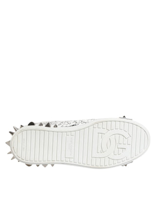 Dolce & Gabbana White Portofino Stud Embellished Men Sneakers Shoes