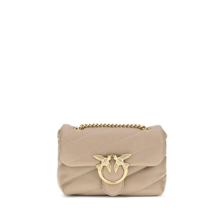 PINKO Beige Calf Leather Bos Taurus Shoulder Bag