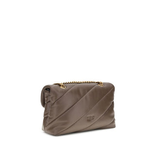 PINKO Brown Calf Leather Bos Taurus Shoulder Bag