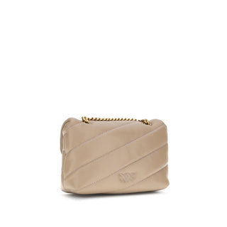PINKO Beige Calf Leather Bos Taurus Shoulder Bag