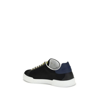 Dolce & Gabbana Black Calf Leather Bos Taurus Low Top Sneakers
