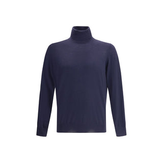 Brunello Cucinelli Blue Fleece Wool Turtleneck