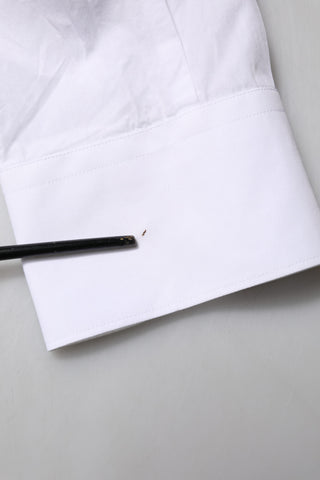 Dolce & Gabbana White Bib Cotton Poplin GOLD Men Formal Shirt