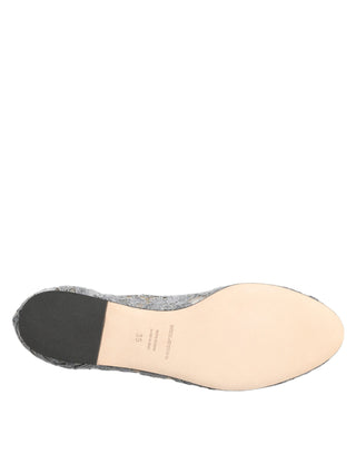 Dolce & Gabbana Gray Taormina Lace Crystals Flats Shoes