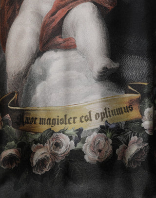 Dolce & Gabbana Black Cashmere Cherub Print Baroque Sweater