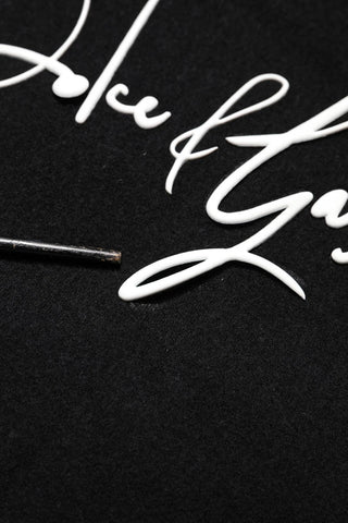 Dolce & Gabbana Black Hooded Logo Print Sweatshirt Sweater