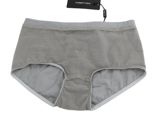 Dolce &amp; Gabbana Shimmering Silver Stretch Cotton Underwear