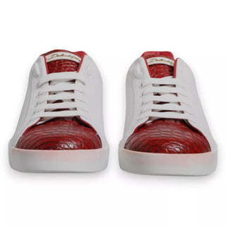 Dolce & Gabbana White Red Leather Logo Portofino Sneaker