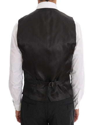 Dolce & Gabbana Gray Patterned Wool 3 Piece Slim Suit