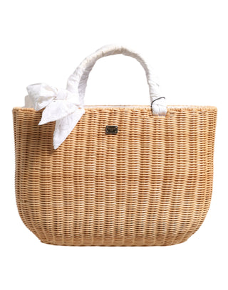 Dolce & Gabbana Beige Fiber Vegetable Basket Handbag Tote Bag