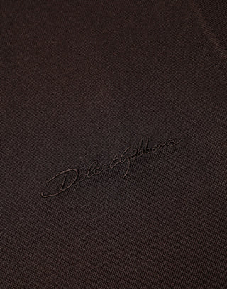 Dolce & Gabbana Brown Silk Crew Neck Short Sleeves T-shirt