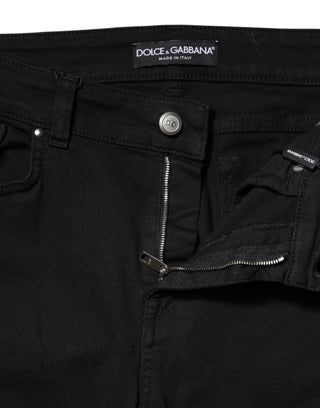 Dolce & Gabbana Black Cotton Skinny Mid Waist Denim Jeans