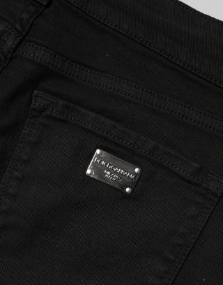 Dolce & Gabbana Black Cotton Skinny Mid Waist Denim Jeans