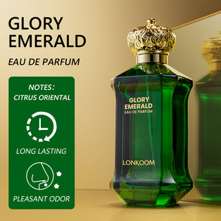 LONKOOM Glory Emerald Eau De Parfum للرجال، 3.38 أونصة، رائحة شرقية بزيت الألوفيرا، تدوم طويلاً، رائحة مريحة، خالية من الألومنيوم، تعتمد على الكحول، تركيز 10-20%، مثالية للأعمال، المكتب، السفر، هدية لعيد الميلاد وعيد الأب