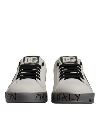 Dolce & Gabbana White Crystal Logo Portofino Sneakers Shoes