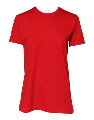 Dolce & Gabbana Red Solid Crew Neck Short Sleeve Top T-shirt