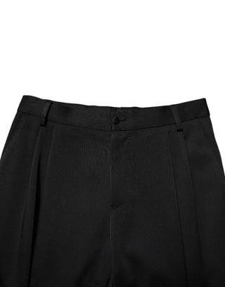 Dolce & Gabbana Black Acetate HighWaist Tapered Trouser Pants