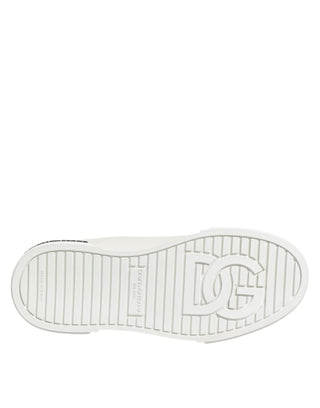 Dolce & Gabbana Black White Leather Portofino Sneaker Shoes