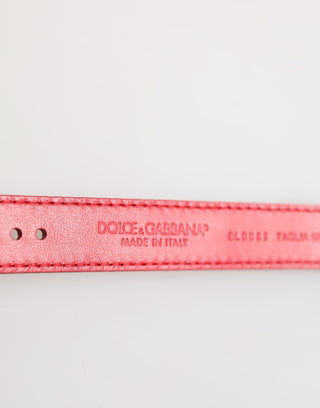 Dolce & Gabbana Red Exotic Leather Gold Tone Metal Buckle Women Armband