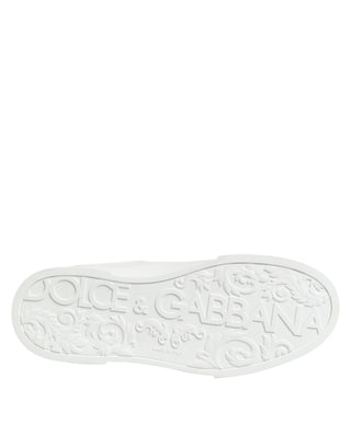 Dolce & Gabbana Black White Leather Portofino Sneaker Shoes