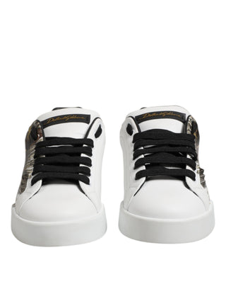 Dolce & Gabbana White Leather Portofino Lace Up Sneakers Shoes