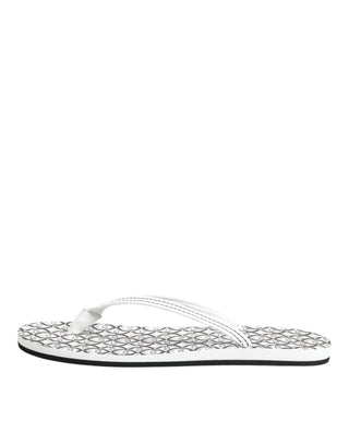 Dolce & Gabbana Black White Logo Beachwear Flats Slipper Shoes