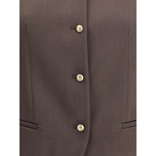 Giorgio Armani Single-breasted hemp and viscose Vest