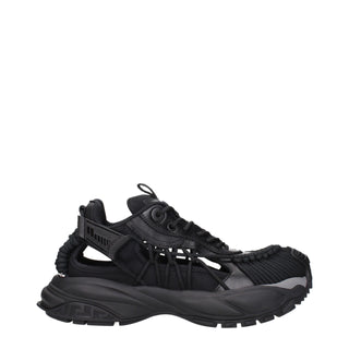 Versace Black Leather Athletic Sneakers