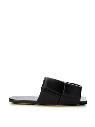 Bottega Veneta Black Leather Slides