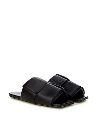 Bottega Veneta Black Leather Slides