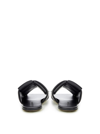 Bottega Veneta Black Leather Slides