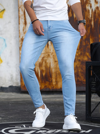 Men's Casual Slim Fit Jeans, Fashionable Medium Stretch Street Style Jeans 