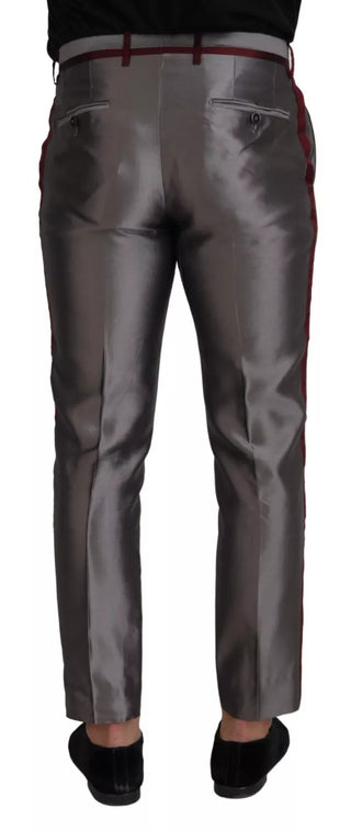 Dolce & Gabbana Gray Silk Metallic Men Dress Trouser Pants