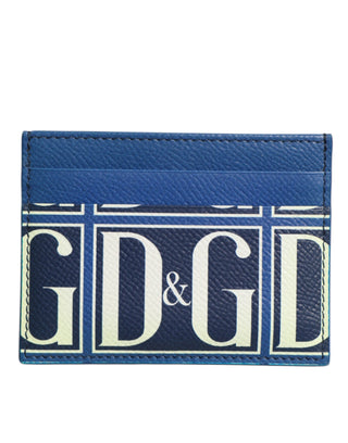 Dolce & Gabbana Blue Calf Leather DG Logo Print Monogram Card Holder Wallet