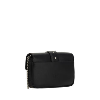 PINKO Black Calf Leather Bos Taurus Shoulder Bag