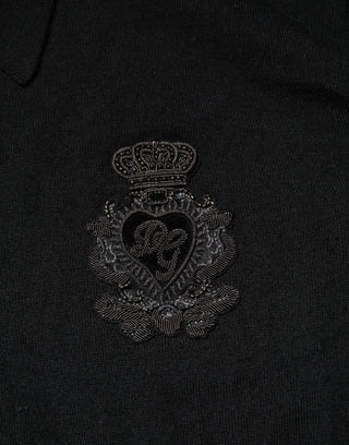 Dolce & Gabbana Black Cashmere Polo Men Longsleeves Sweater