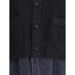 Sacai Cardigan with denim panel