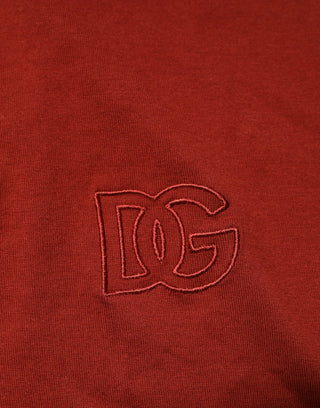 Dolce & Gabbana Red Cotton DG Logo Collared Men Polo T-shirt
