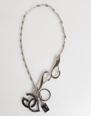 Dolce & Gabbana Silver DG Logo Key Holder Keychain Bag Charm Keyring