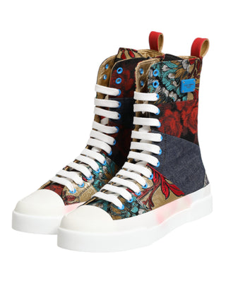 Dolce & Gabbana Multicolor Patchwork High Top Sneakers Shoes