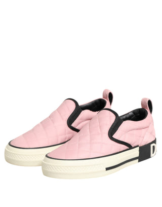 Dolce & Gabbana Pink Quilted Nylon Slip-On Sneaker Shoes