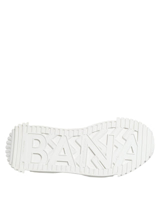 Dolce & Gabbana White NS1 Canvas Leather Embellished Sneakers Shoes