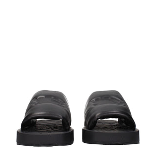 Burberry Black Leather Slippers Sandals